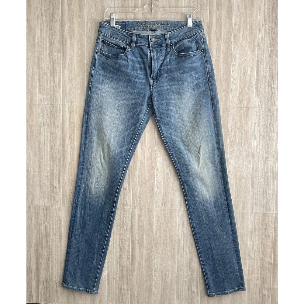 American Eagle Jeans Mens 30x32 Slim Straight Extreme Flex 4 Whiskered Stretch